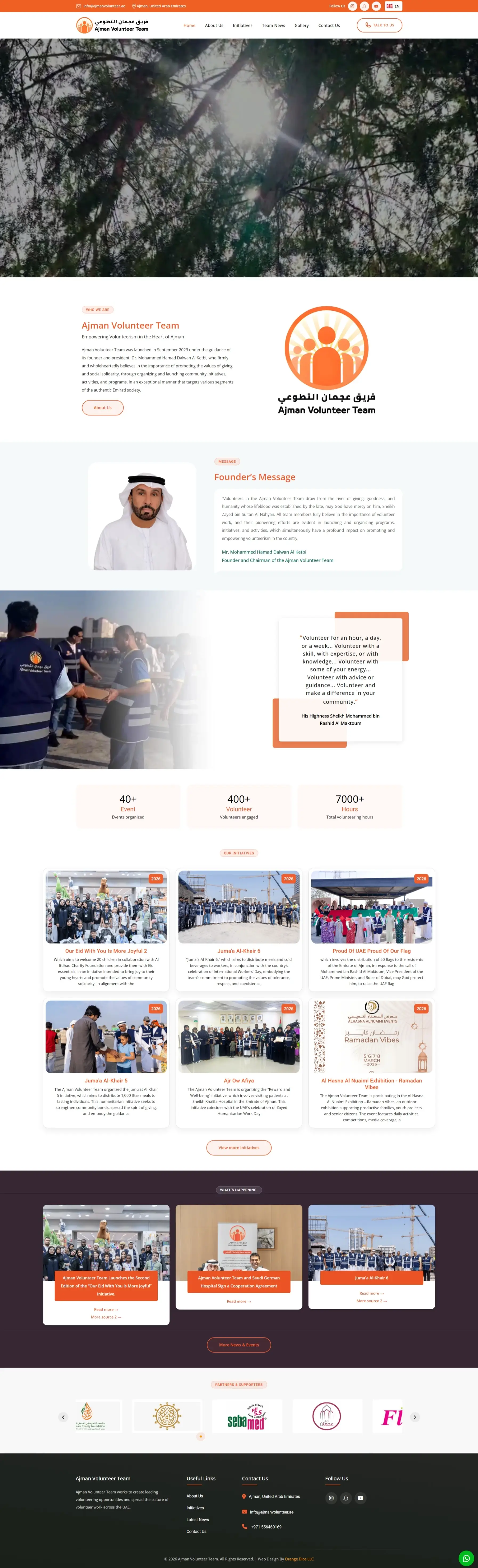 Volunteers.ae website — Orange Dice UAE