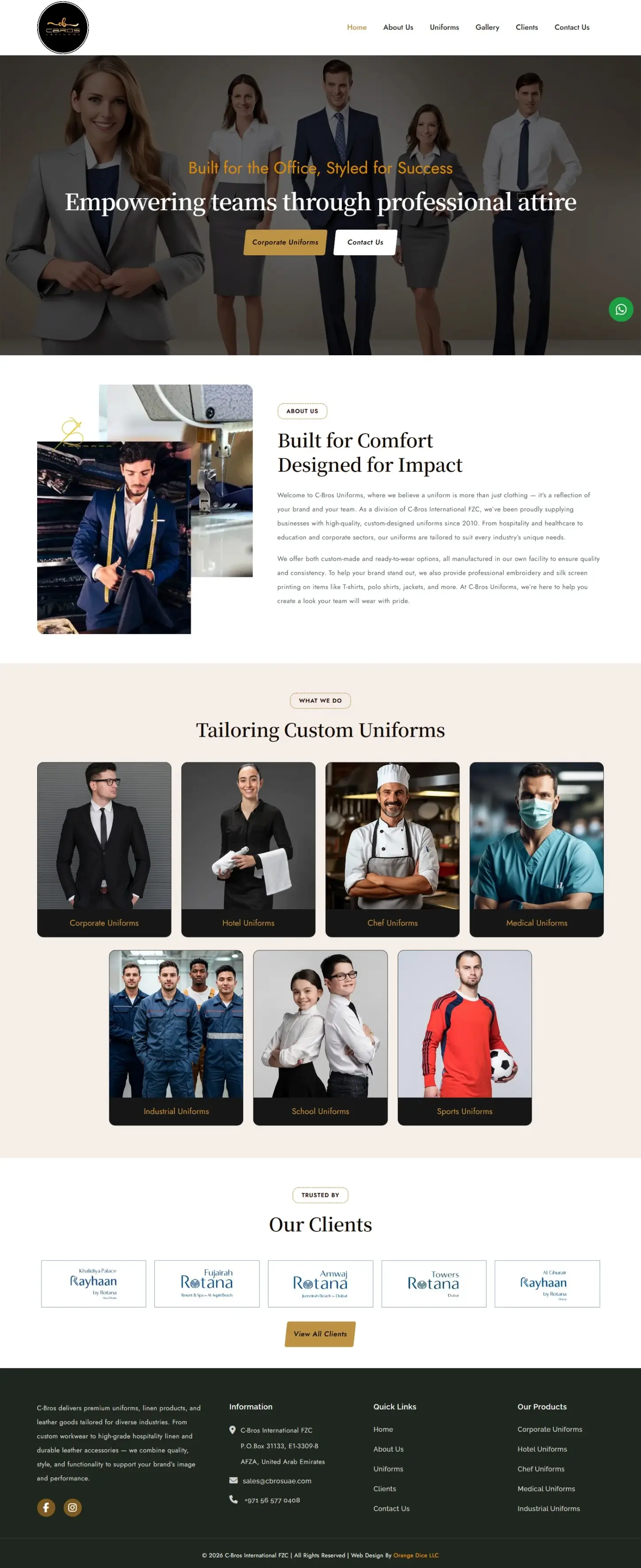 CBROS UAE website — Orange Dice UAE
