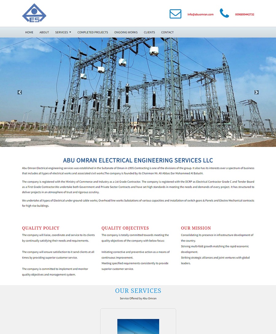 Website developed for ABU OMRAN ELECTRICAL