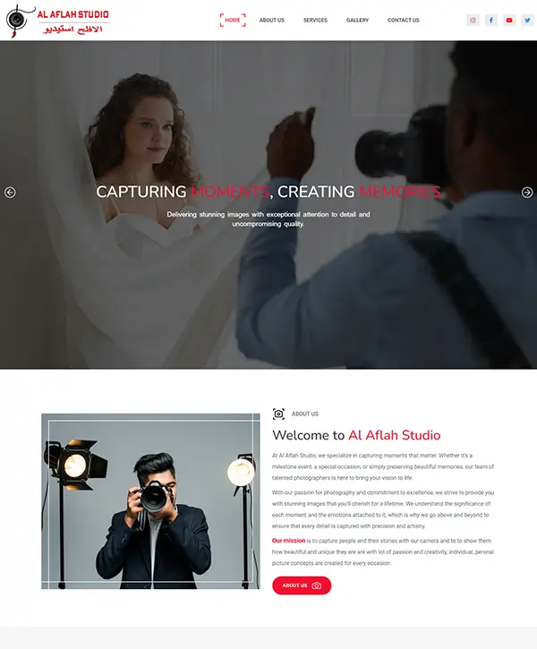 Website developed for Al Aflah Studio