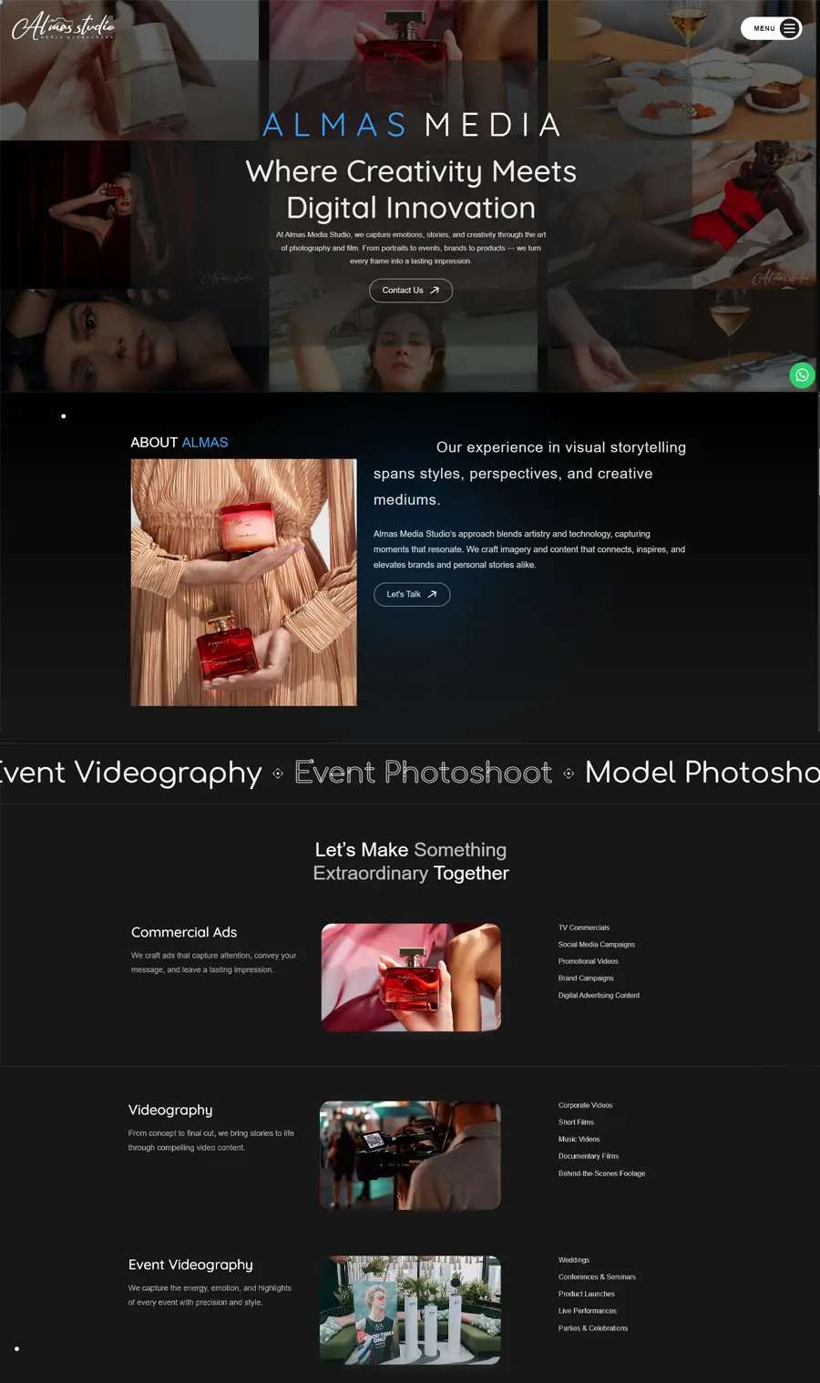 Website developed for Al Mas Studio