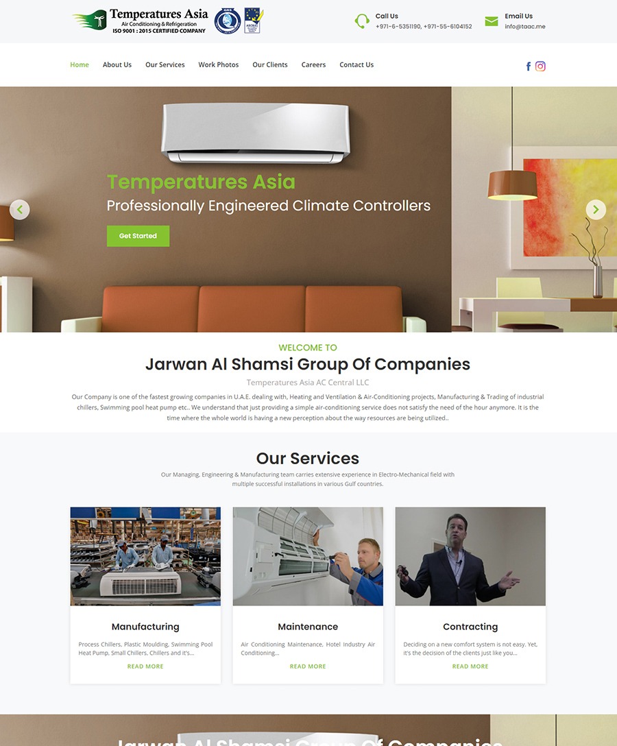 Website developed for Temperature Asia AC Central LLC