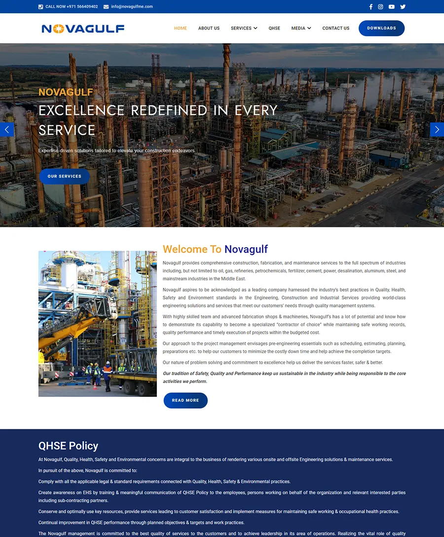 Novagulf website — Orange Dice UAE