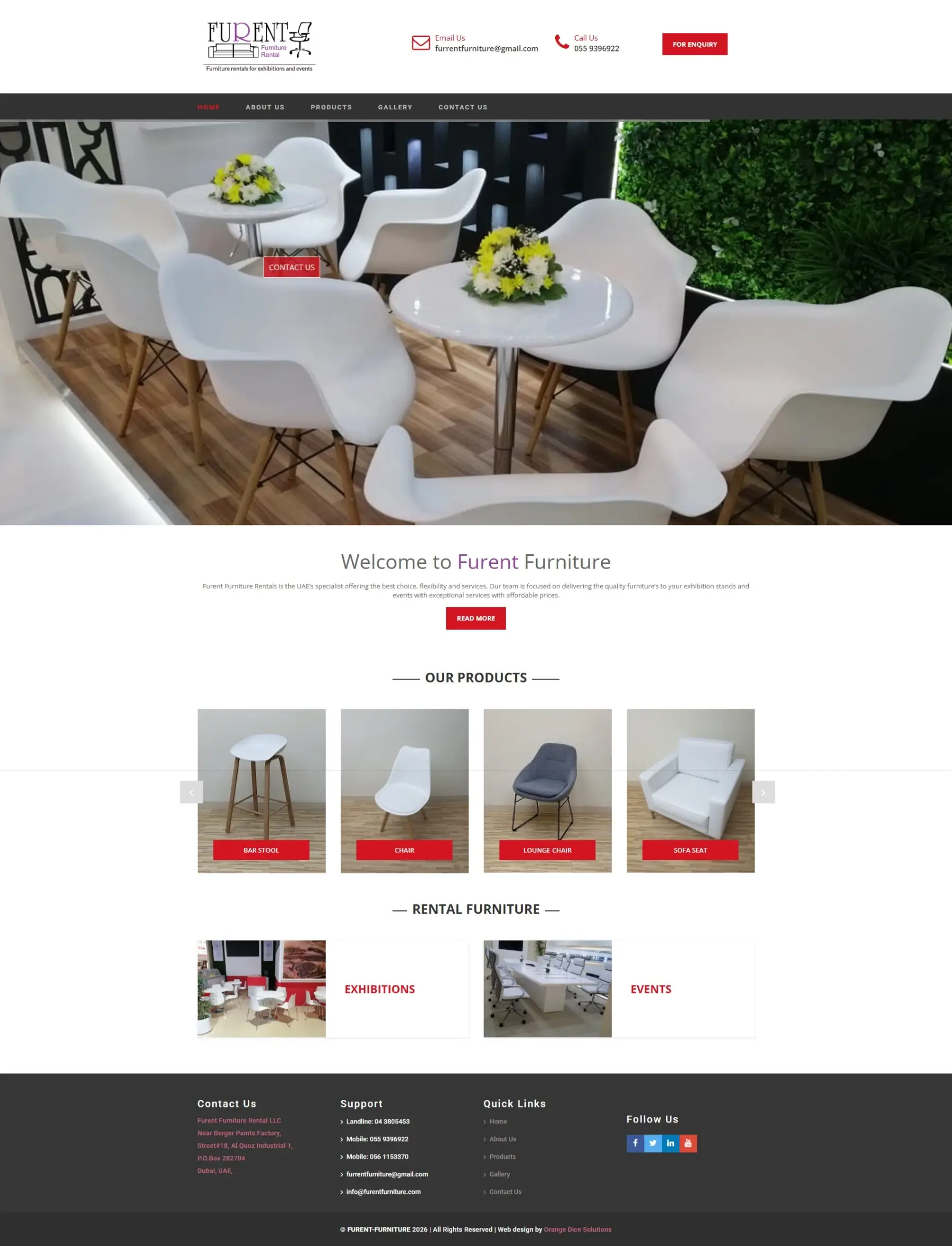 Furent Furniture website — Orange Dice UAE