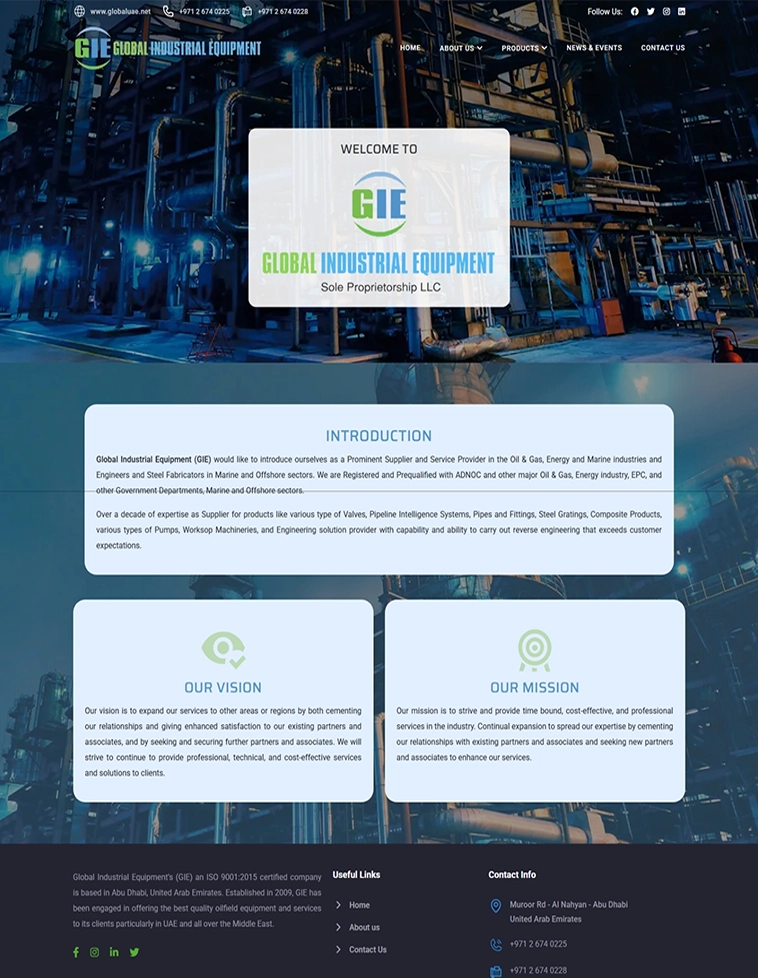 Global Industrial Equipment website — Orange Dice UAE