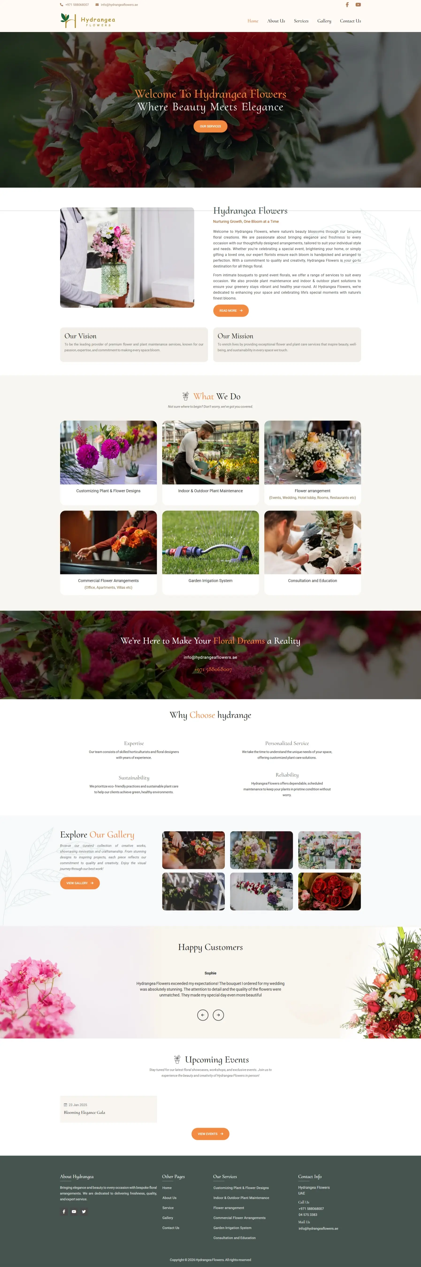 Hydrangea Flowers UAE website — Orange Dice UAE