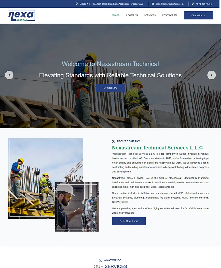 NexaStream Technologies website — Orange Dice UAE