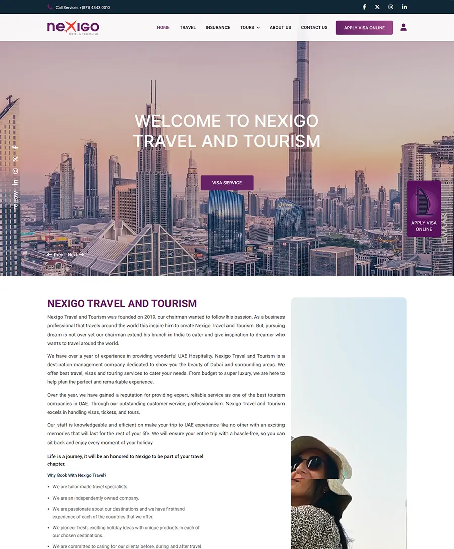 Nexigo UAE website — Orange Dice UAE