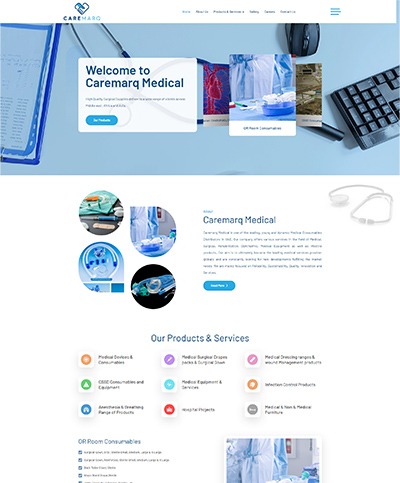 Care Marq Medical Surgical Articles and Requisites Trading L.L.C website — Orange Dice UAE